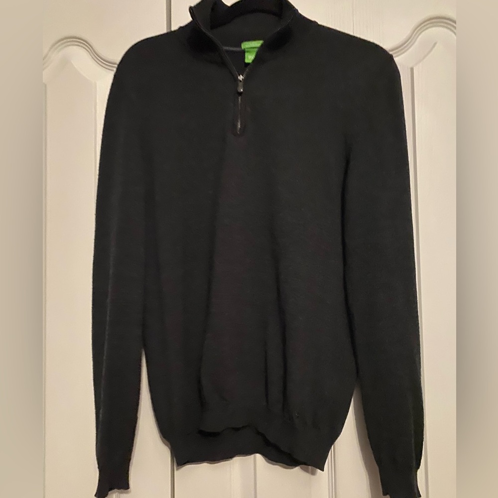Hugo Boss Dark Gray Zip-Up Extra fine Merino Sweater